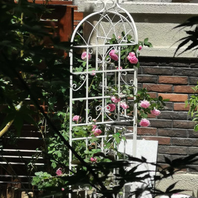 Treillis de jardin en métal 71 po x 19,7 po 4, blanc crème antirouille, facile à assembler, 4, rouille, assemblage, pour les jardins