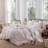 MooMee Striped Duvet Cover Set 100% Washed Cotton Linen Like Textured-117586338-118026350