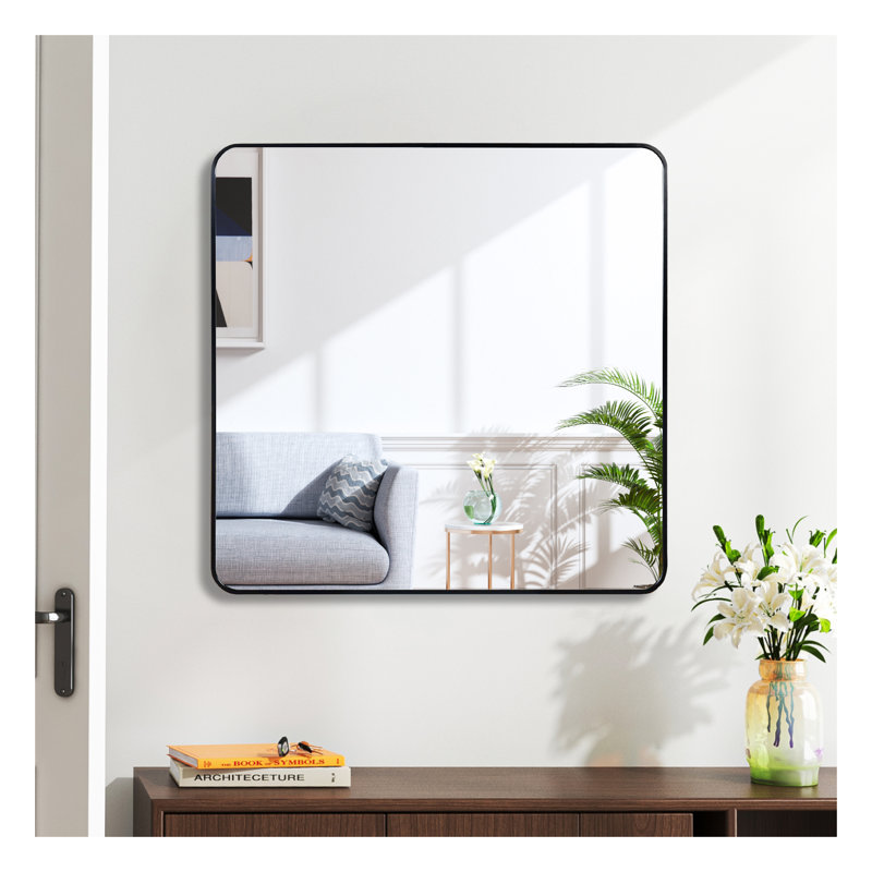 Miroir mural de salle de bain 30 po, 30 po x 30 po, Noir