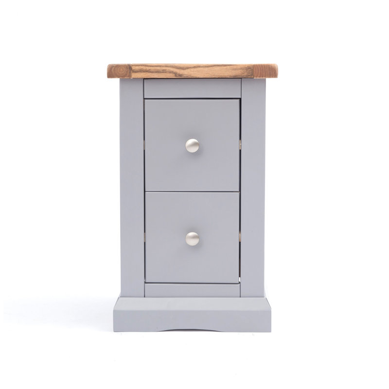 Pharsalia 35 cm W Bedside Table, Grey, Chrome Knob
