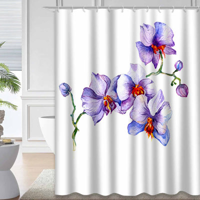 New Orchid Watercolor Drawn White Floral Tropical Flower Branch with 12 Hooks