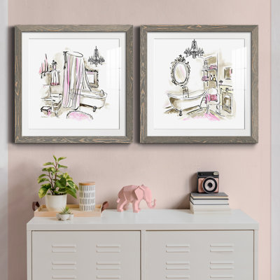 " Pink Opulence I " 2 Piece Art Color Photography Painting