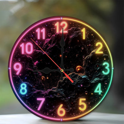 Neon Style Numbers On Cosmic Clock