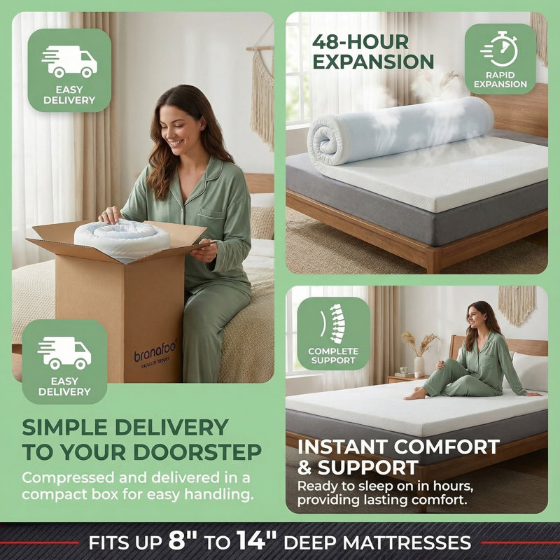 Abdou Premium 3-Inch Twin Memory Foam Mattress Topper with Cooling Gel & Bamboo Cover - CertiPUR-US Certified, Queen