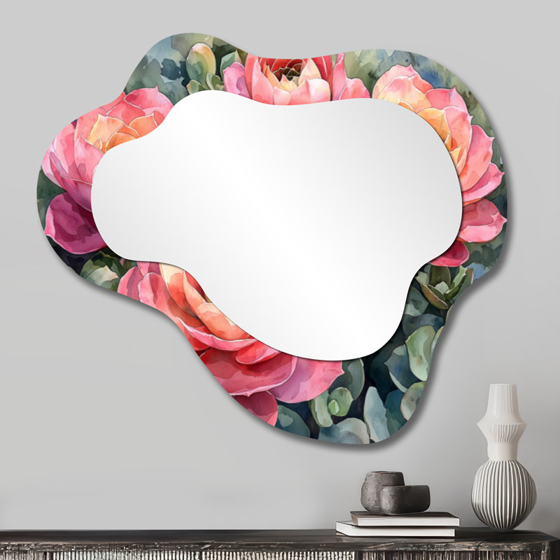 Echeveria Elegans Succulent Mexico Bloomscape I - Succulent Irregular Asymmetrical Mirror, Traditional Wall Mirror, Printed on Metal