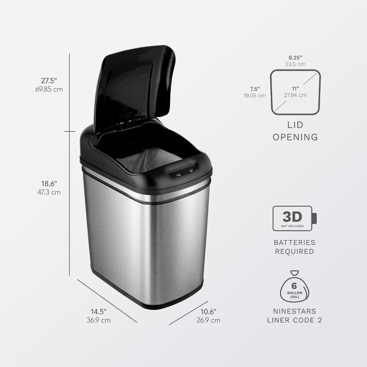 Nine Stars 3.1 Gallons Steel Motion Sensor Waste Basket & Reviews