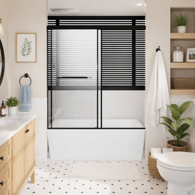 Porte de douche en aluminium sans cadre, double porte coulissante avec système de fermeture amortie silencieux, installation facile en 30 minutes, protection anti-fuites renforcée grâce à un joint d'étanchéité allongé.