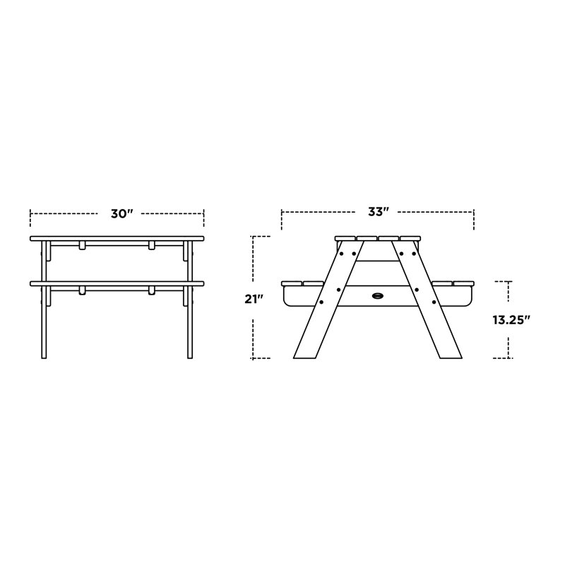 Table de pique-nique d'extérieur pour enfants POLYWOOD, Citron