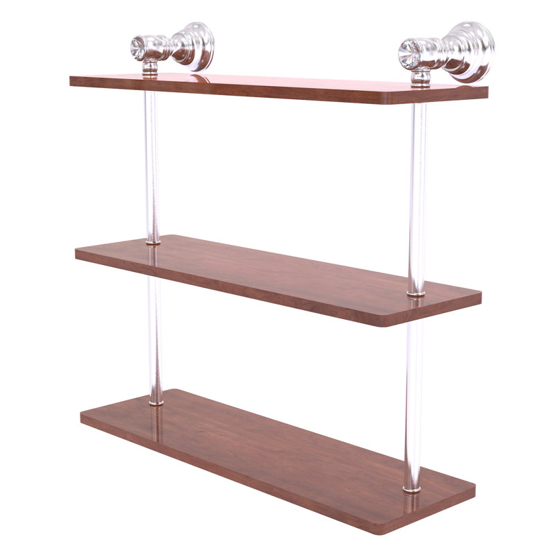 Tablette en bois massif à 3 niveaux Freyja, H 5,54 po x l 16 po x P 16 po, Chrome satiné