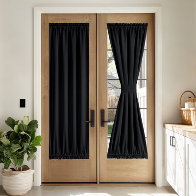  100% Blackout Door Curtain Thermal Insulated Privacy Curtain for French Front Door with Tieback, Room Darkening Window Covering for Kitchen, 1 Panel