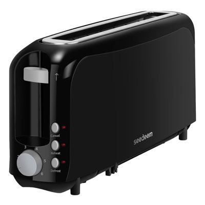 2-Slice Slim Bread Toaster Featuring 10-Inch Long Slot, 6 Shade Settings, Removable Crumb Tray, Defrost/Reheat/Cancel Functions & Safe Auto Shut-Off,Black