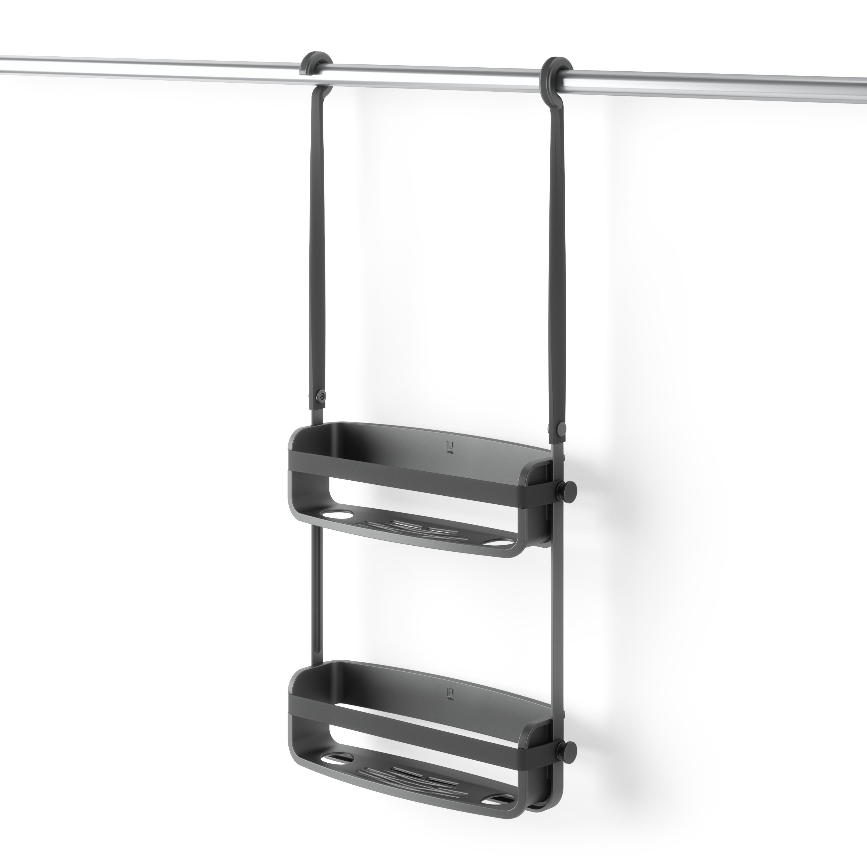 Latitude Run® Silver Stainless Steel & Bamboo Hanging Caddy - Over-The-Head  Shower Organizer With Hooks & Suction Cups
