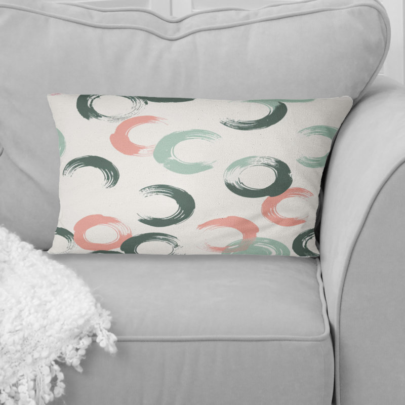 Coussin Boho bleu et rose avec motif écume de mer, Forme rectangulaire, H 12 po x l 20 po