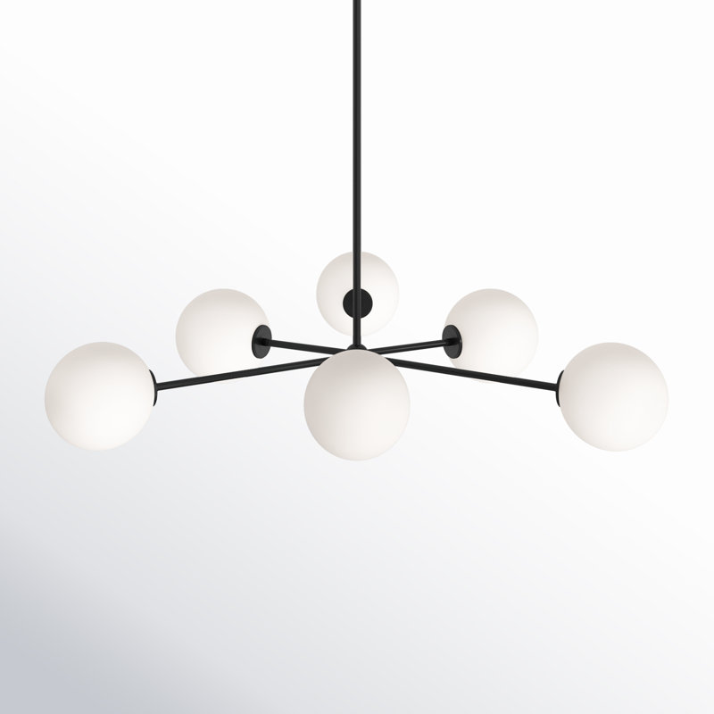 Luanda 6 - Light Sputnik Modern Linear Chandelier, Matte Black