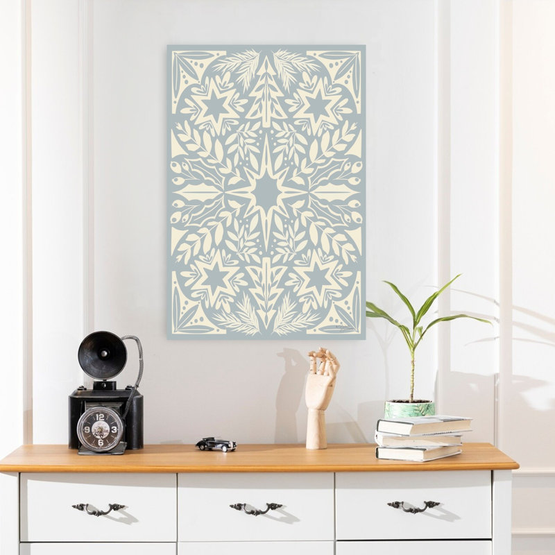 Scandinavian Winter Blue Abstract Landscape Art, H 24 po x l 16 po