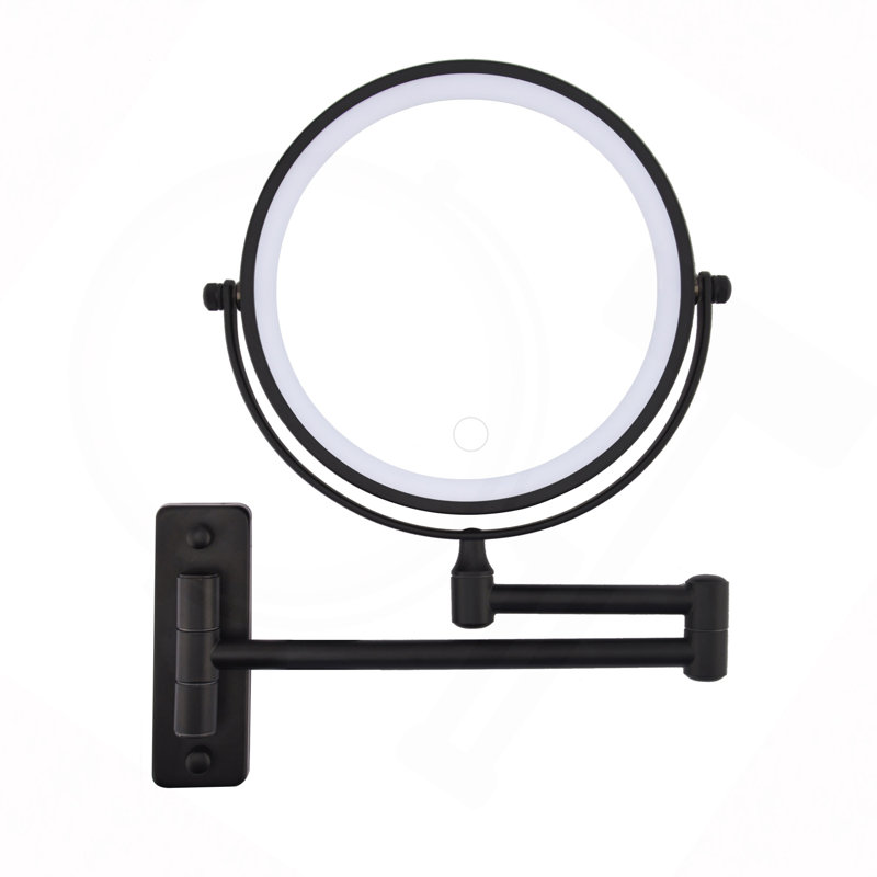 Miroir de maquillage mural lumineux, miroir grossissant 1X / 10X double face rechargeable avec lumière 1000 mAh, 3 lumières colorées, à intensité variable, miroir de maquillage mural à rotation prolongée sur 360 degrés