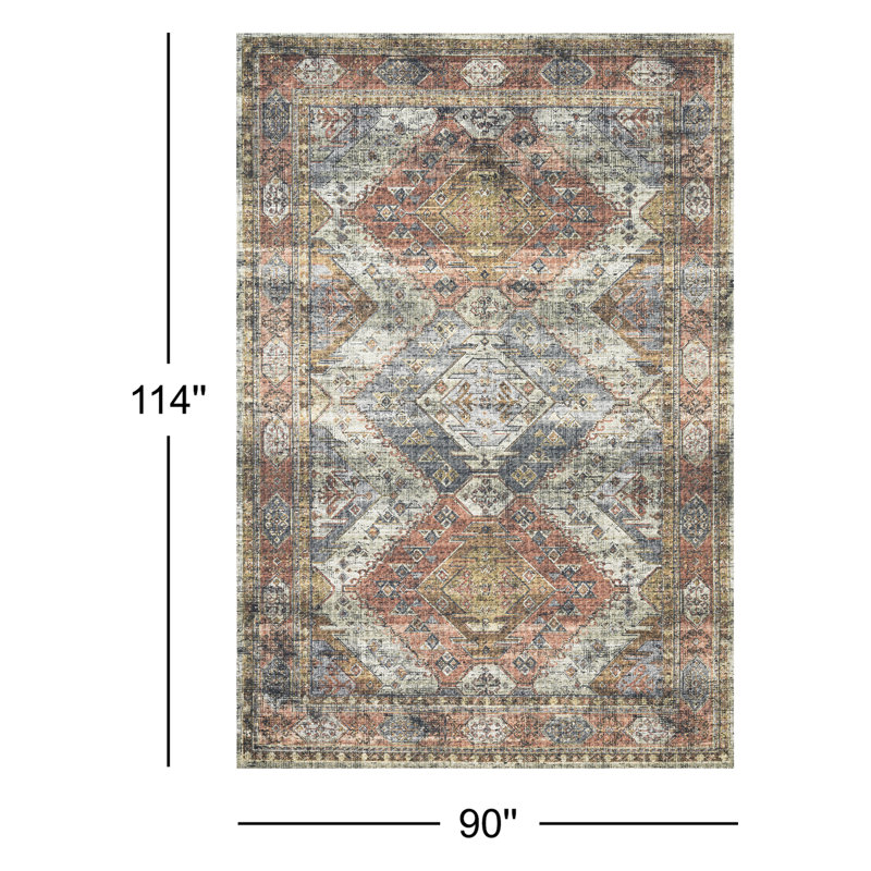 Gelo Oriental Apricot/Mist Area Rug, Rectangle 7'6" x 9'6"