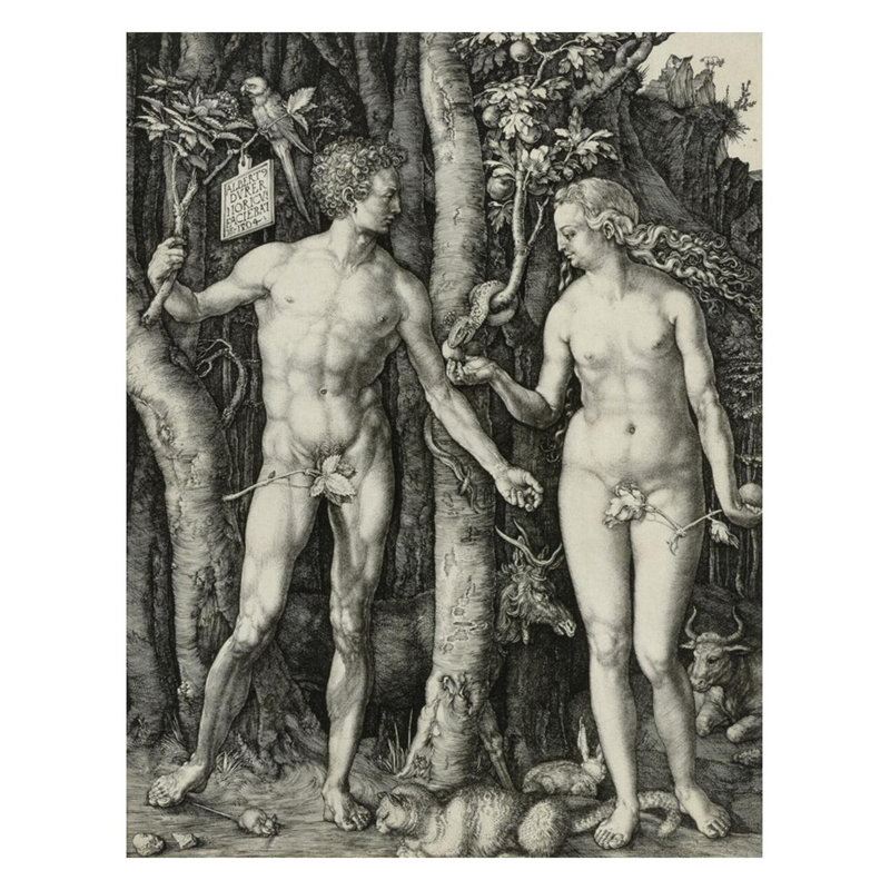 «Adam and Eve» par Albrecht Dürer - Estampe numérique, H 28 po x l 22 po