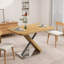 Table de salle à manger carrée 6, rétractable de 47,25 po à 63 po, finition naturel + structure en acier, sièges 4 à 6, et-1164093485-1164093651