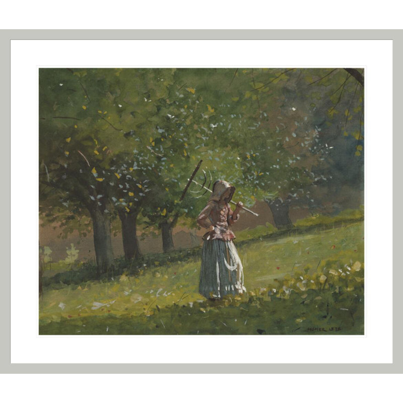 «Girl with Hay Rake» par Winslow Homer - impression giclée encadrée, 33,5 po H x 39,22 po L