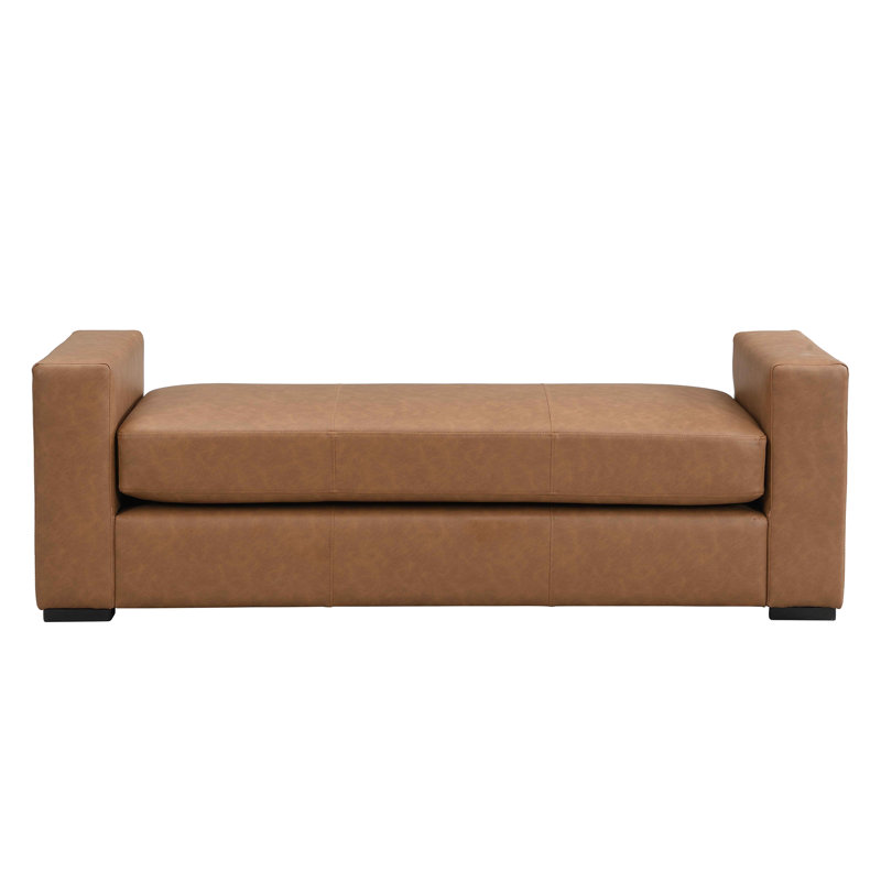 Stylish And Durable Faux Leather Ottoman, Brown