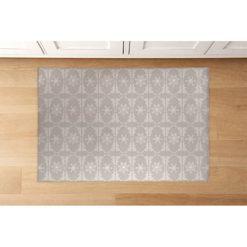 Tapis de cuisine beige, Rectangle 5 pi x 7 pi, Argent/Beige