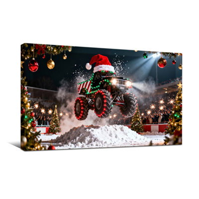 Monstre de Noël, camion de Noël, saut de neige, décorations