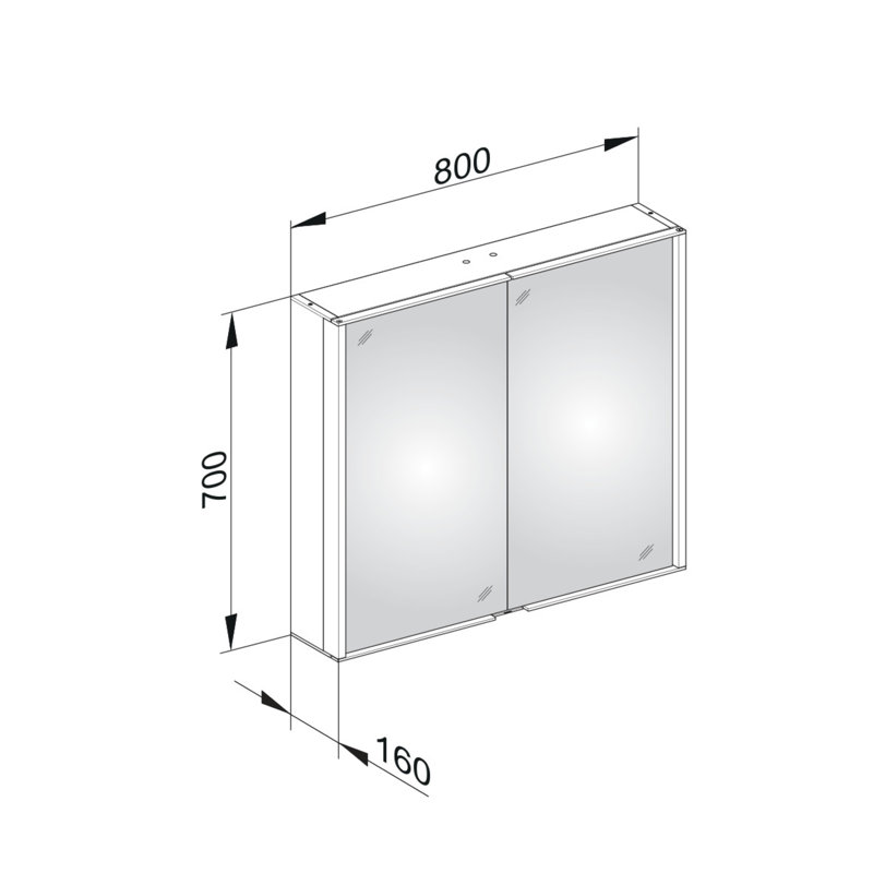 80mm W 70mm H Surface Frameless Medicine Cabinet Mirror 6 Adjustable