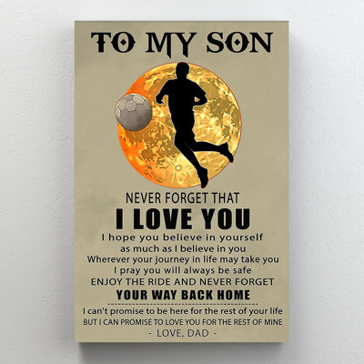 To My Son Love Dad - 1 pièce, impression rectangulaire To My Son Love Dad - 1 pièce, impression sur toile tendue sur toile tendue