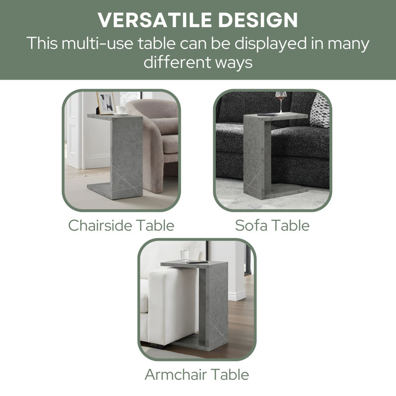 Haught Top End Table with Storage, Gray Faux Marble