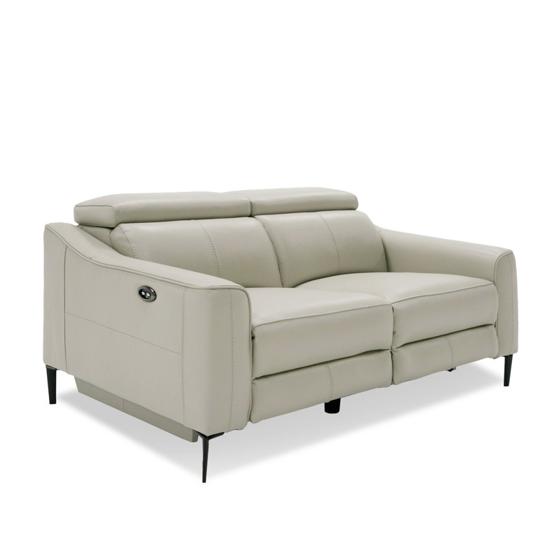 Anisia 60'' Leather Power Reclining Loveseat, Gray