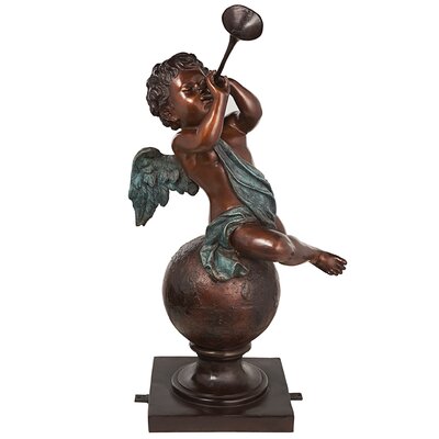 Baby Gabriel Playing Trumpet Garden Statue -  Design Toscano, KW47160