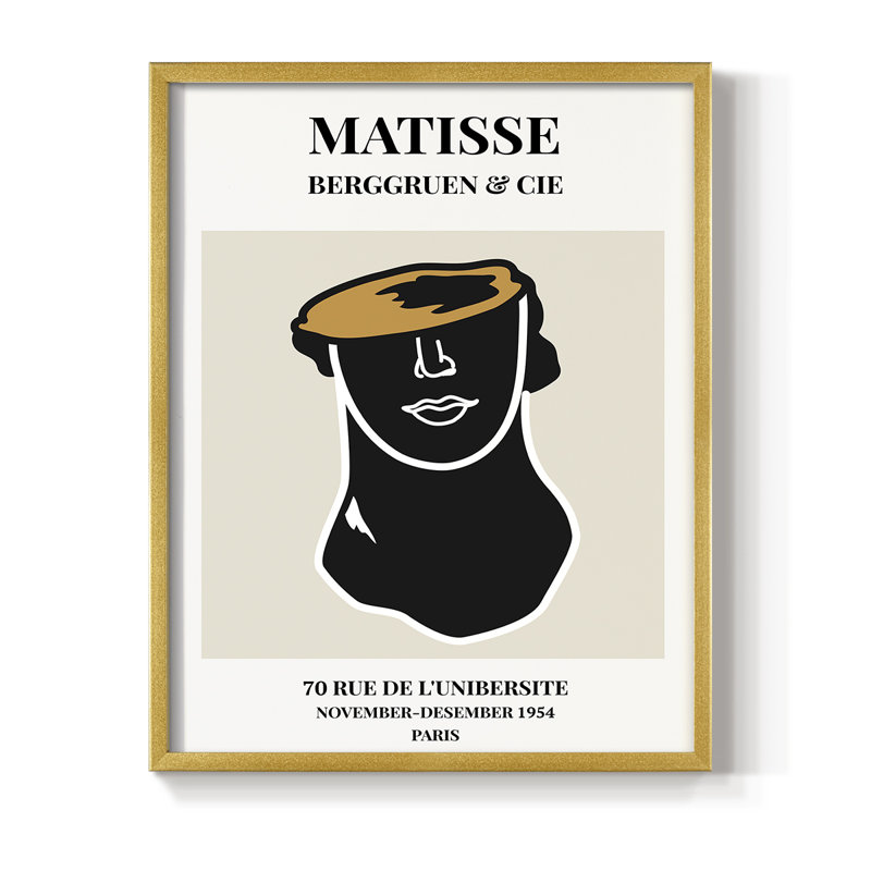 Matisse Cxxxi, reproduction encadrée - bois massif, Or, H 10 po x l 8 po