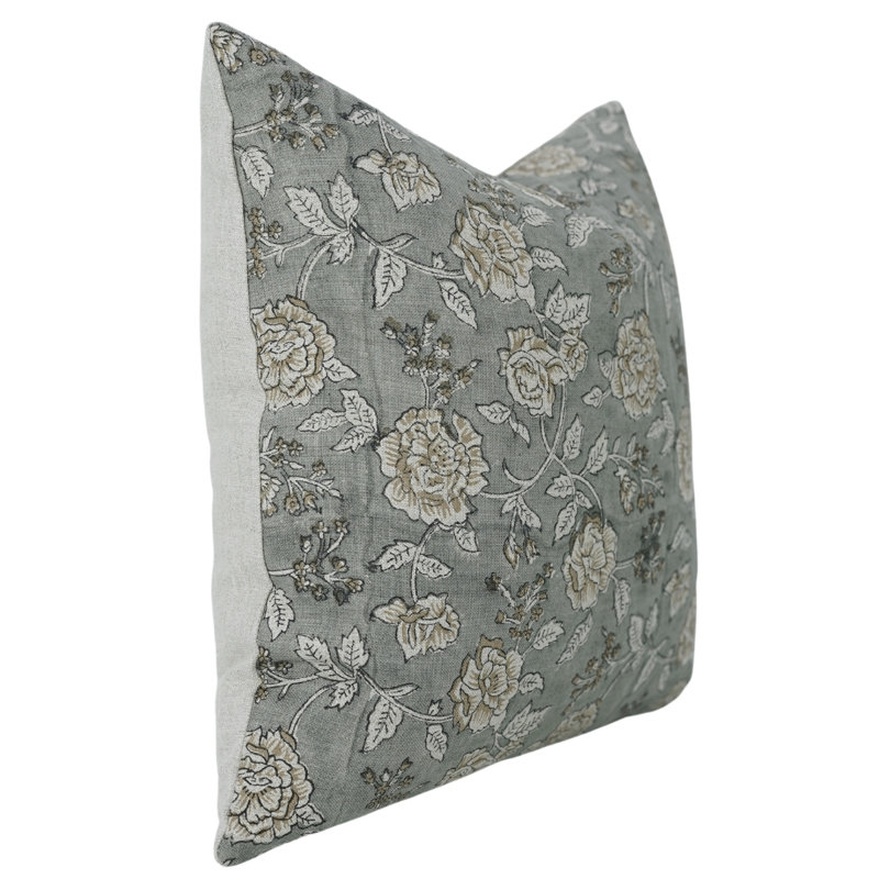 Housse de coussin en lin fabriquée à la main par Fabcline, motif bohème moderne Rameshwaram - 14 po x 14 po