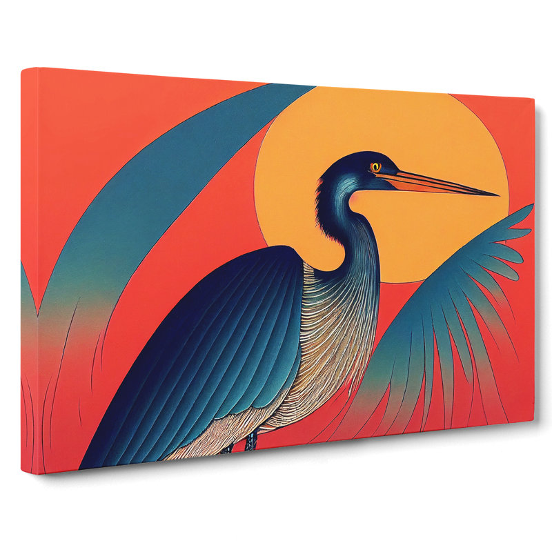 Artistic Heron Bird - Wrapped Canvas, 35cm H x 50cm W x 3cm D