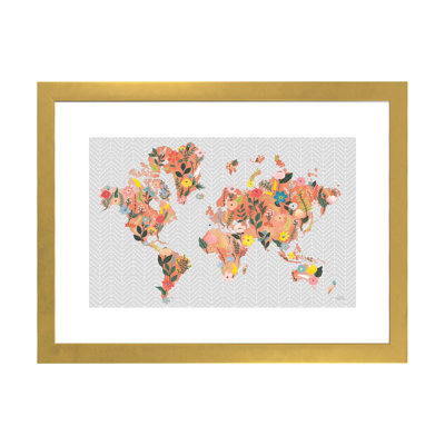 «Wild Garden World Gray» par Laura Marshall - impression d'art graphique