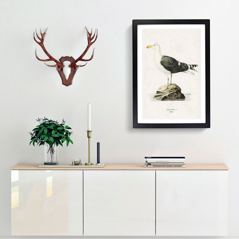 Great Black-Backed Gull by Von Wright - Picture Frame Painting Print, 36cm H x 27cm W x 2cm D, Black Framed
