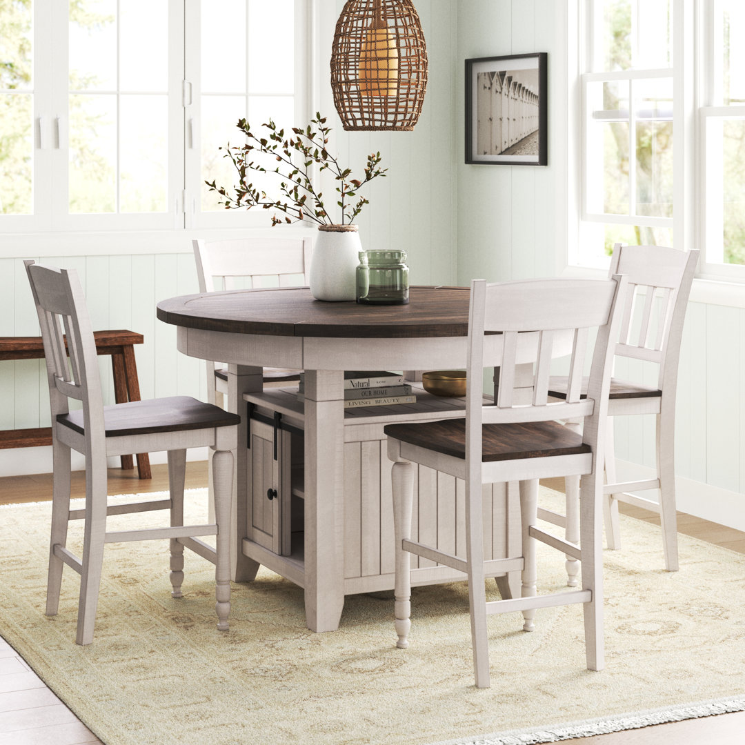 Hebden 5 - Piece Counter Height Pine Solid Wood Dining Set Laurel Foundry Modern Farmhouse®