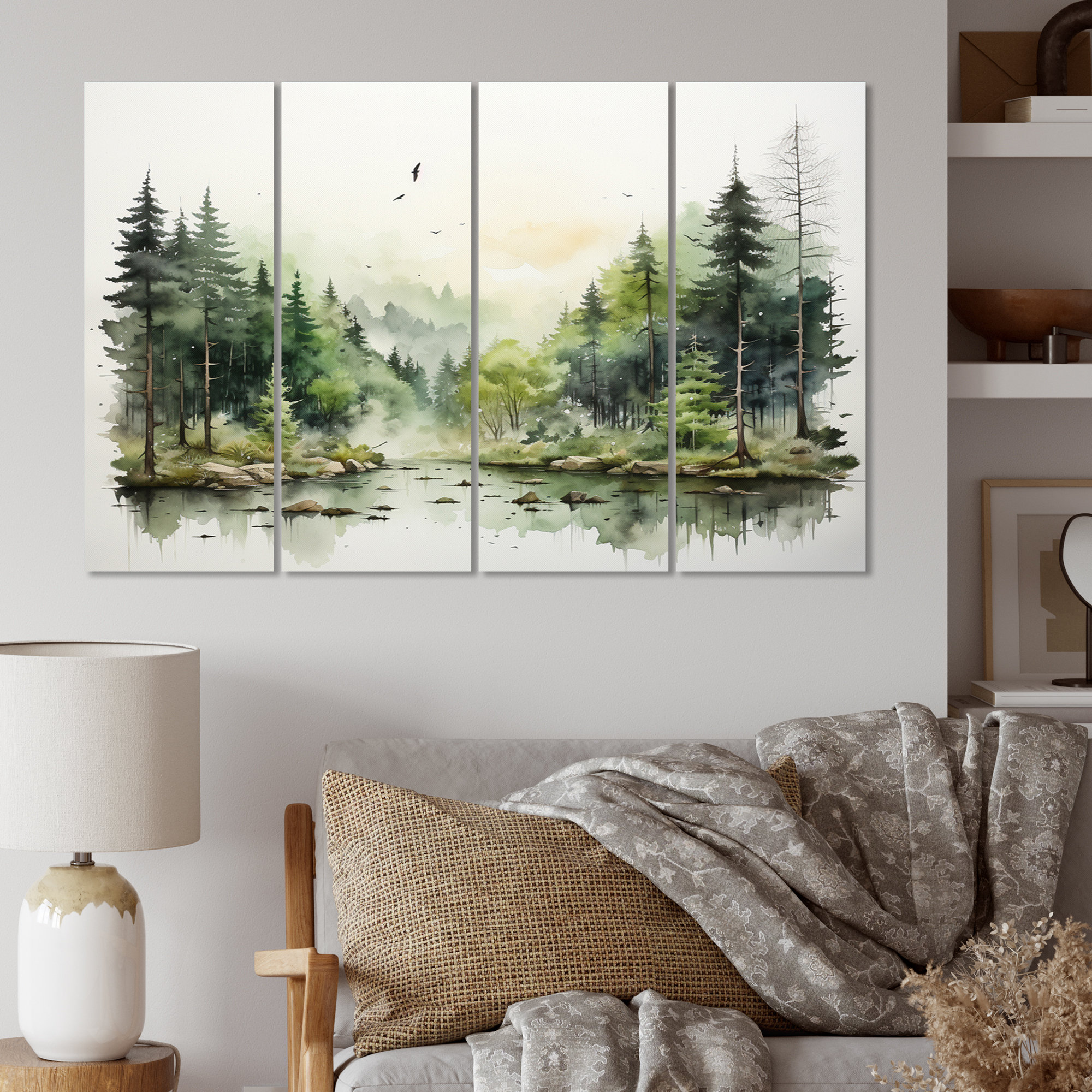 Loon Peak® Tranquil Forest Oasis I On Canvas 4 Pieces Print | Wayfair