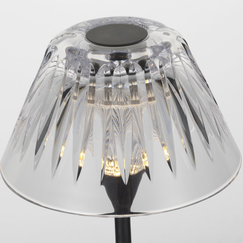 Waterford Blaze Rechargeable Table Lamp with Clear Crystal, Black, 11.5" H x 5.75" W x 5.75" D