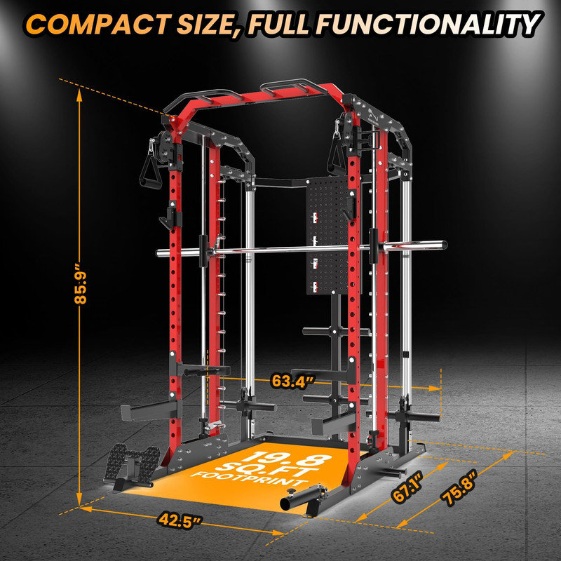 2400 LB Multi-Gym Smith Machine – Heavy-Duty Power Rack & Cable Crossover System