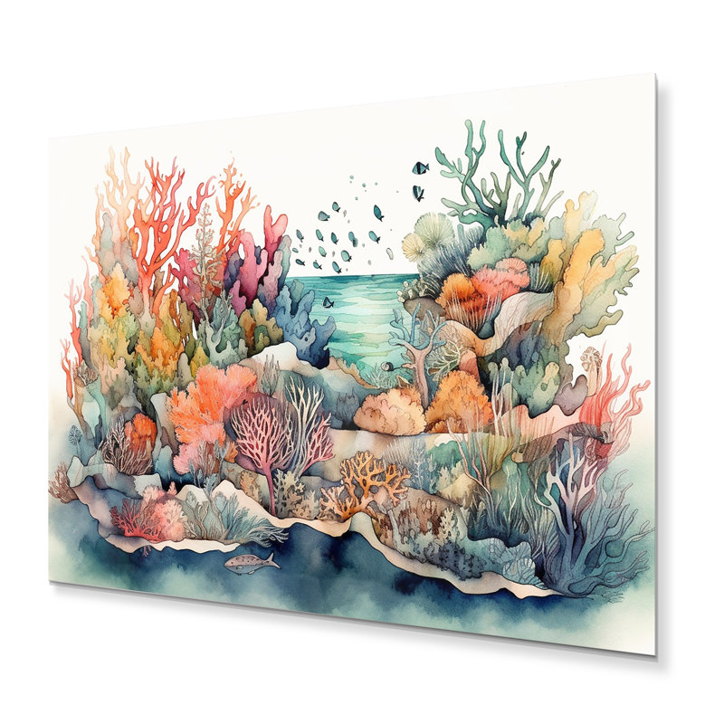 Vibrant Coral Reef II - impression sans cadre sur métal, H 12 po x l 20 po