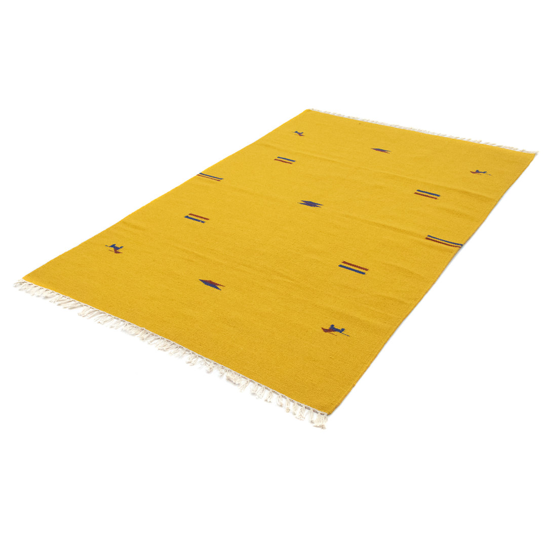 Handmade Kilim Wool Yellow Indoor/Outdoor Rug