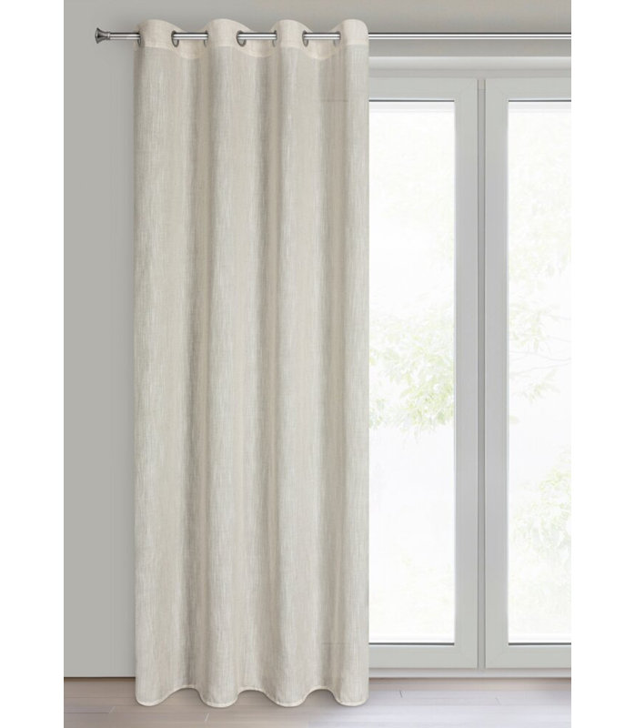 Latika Polyester Standard Eyelet Curtain Panel, Cream