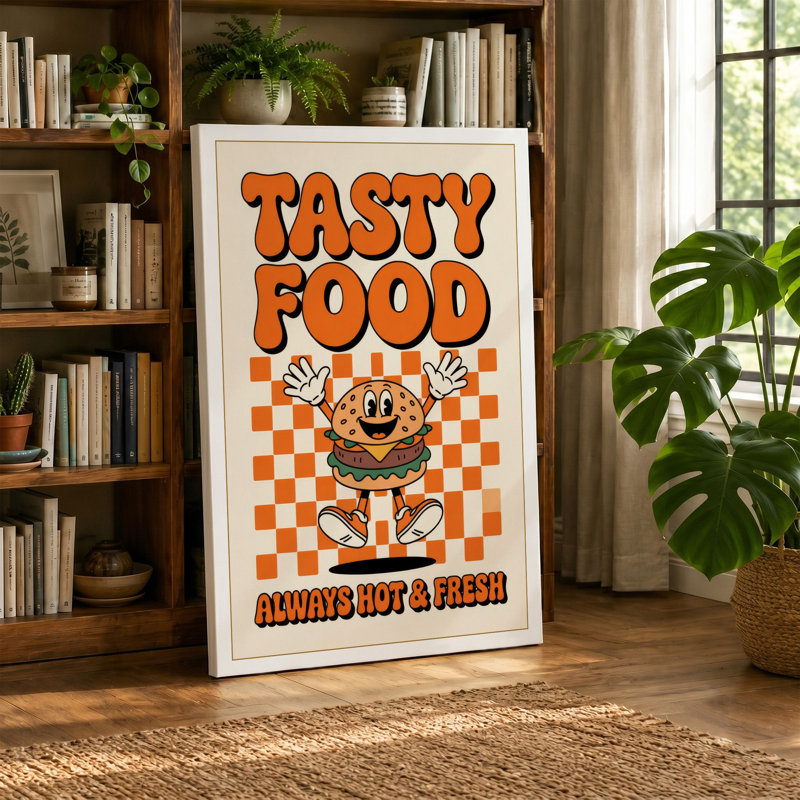 Tasty Food Diner Retro - Wrapped Canvas, White Border, 30x20 - 76.2 x 50.8 cm