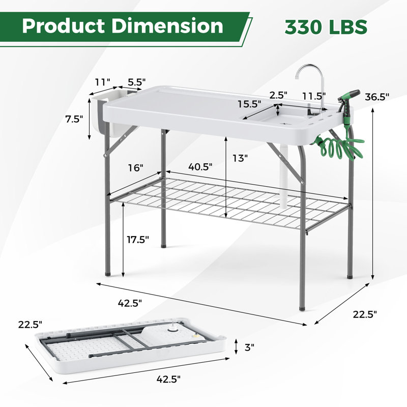 Table de pique-nique en plastique 42,5 po