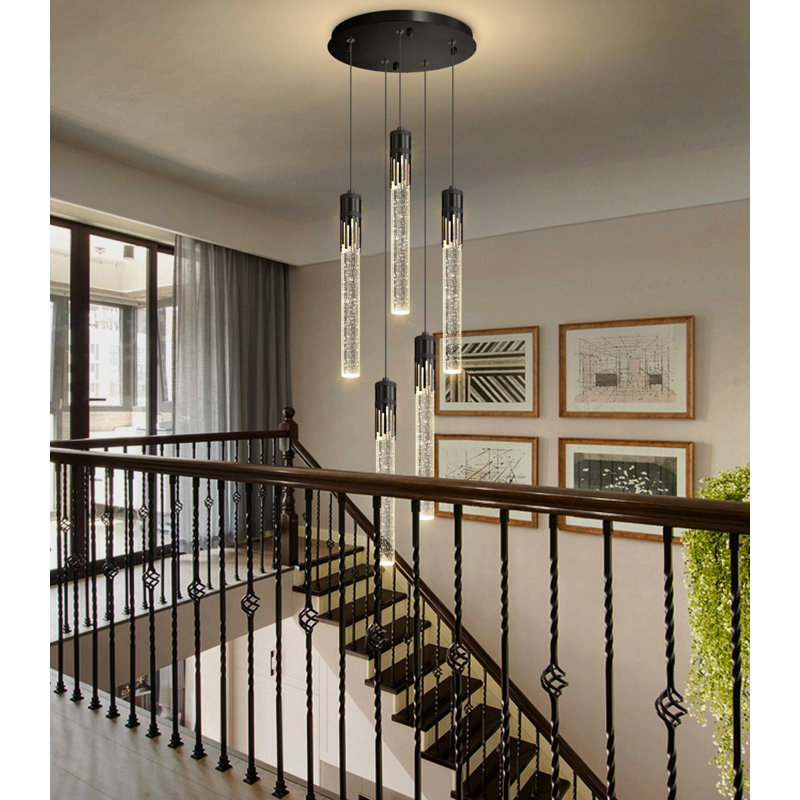 Lustre moderne en cristal pour salle à manger, Noir mat