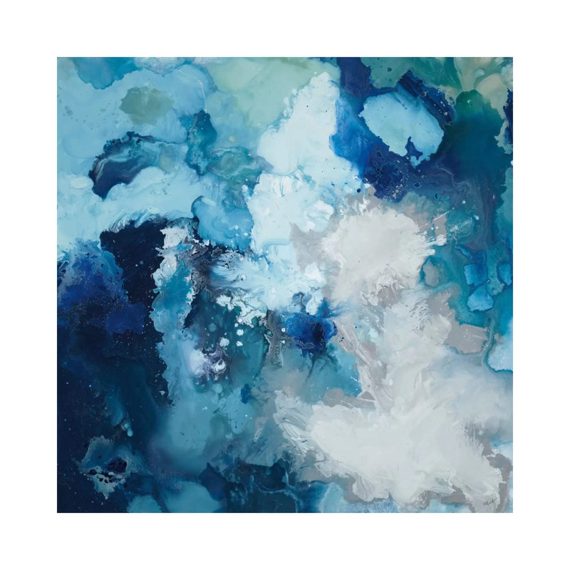 Blue Flo 1 Piece Wrapped Canvas Painting, 93.98 cm H x 93.98 cm W x 3.175 cm D