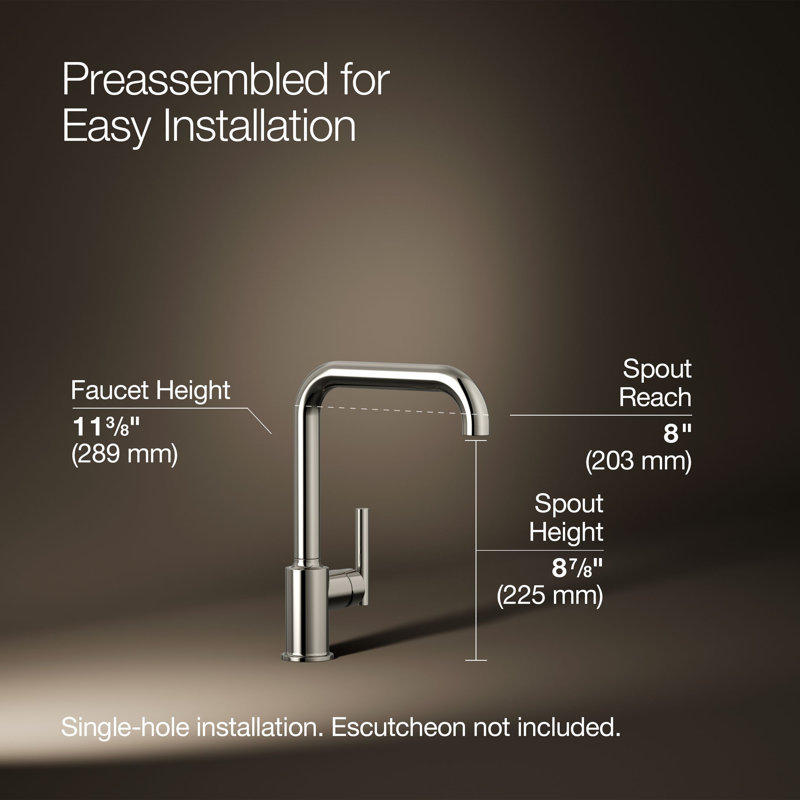 Purist® Single-Hole Kitchen Sink Faucet with 8" Spout, Vibrant Polished Nickel