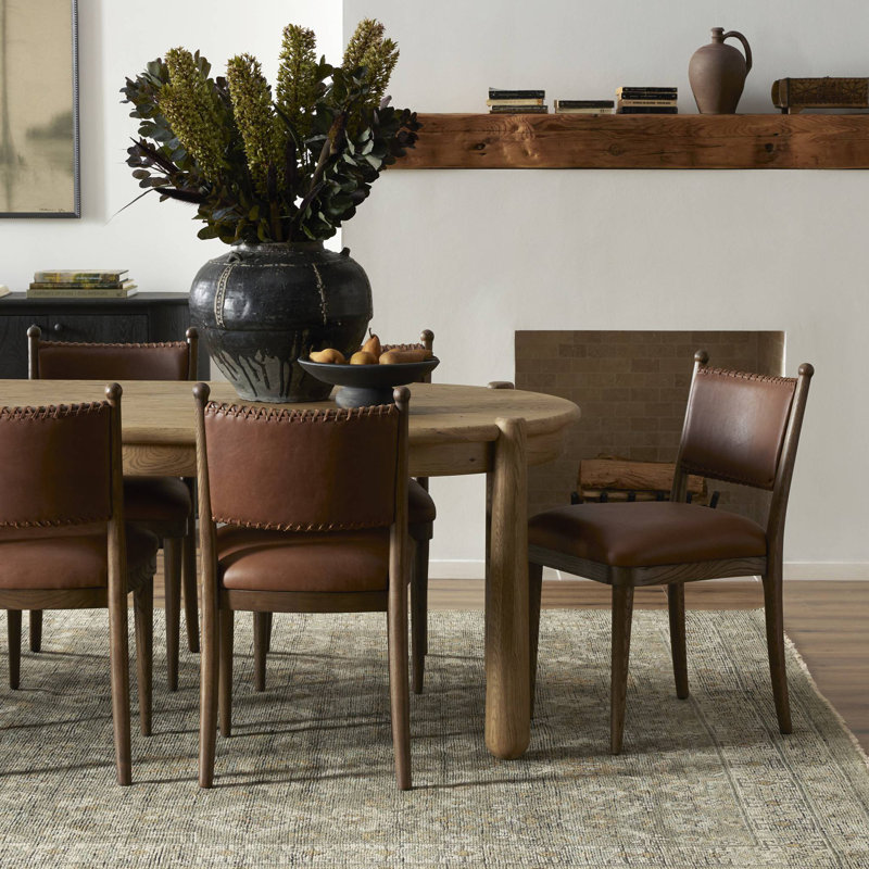 Bella Leather Upholstered Dining Chair, Beige